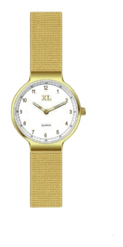 Reloj Mujer Xl Original Malla De Metal Dorado Modelo 0120