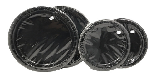 32 Platos Grandes Y 40 Pasteleros Carton Negro Fiesta Uni