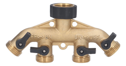 Adaptador De Manguera Para Jardín, 4 Vías, Latón Resistente