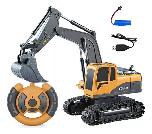 Excavadora Rc A Control Remoto 1:24 De Aleación De 6 Canales
