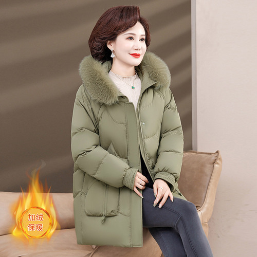 Elegante Abrigo De Algodón De Invierno Con Capucha Y Terciop