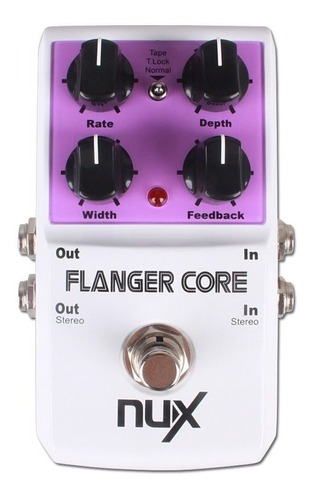 Nux Flanger Core - Pedal de efeito Flanger com True By Pass branco e roxo