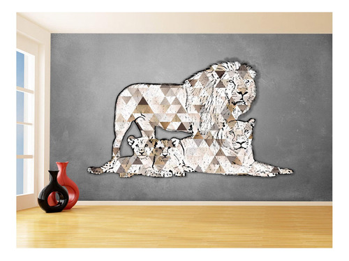 Papel De Parede Animais Pop Art Familia Leões 3,5m Pxa421