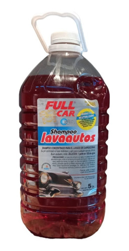 Shampoo Rojo Full Cars 5lts Concentrado Lava Autos Ph Neutro