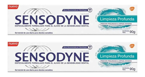 Crema Dental Limpieza Profunda Sensodyne 90g - Pack X 2u.