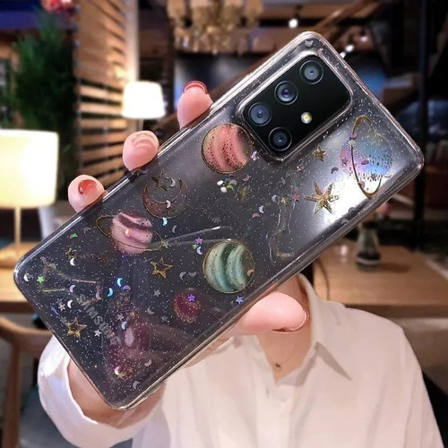 Imagen 9 de 10 de Case Galaxia Huawei Universo Estrellas Mujer Hombre Brillos