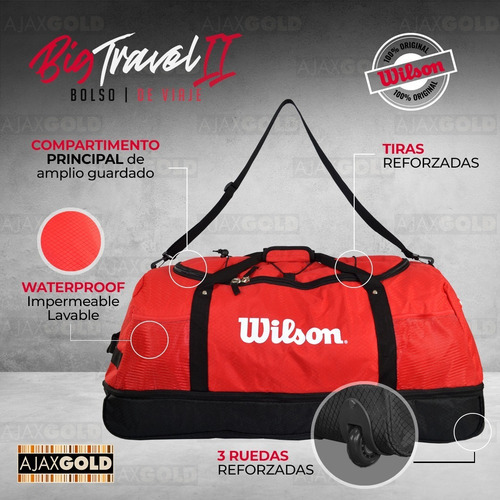 Imagen 5 de 10 de Bolso Wilson Deportivo Viaje Urbano Fitness Bolsillo Gym