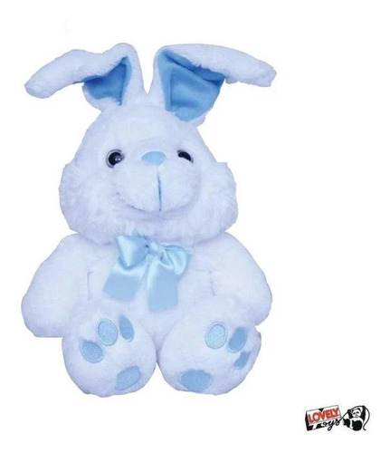 Pelúcia Coelho Peralta Branco E Azul 24 Cm Lovely Toys 3770