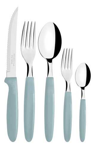 Faqueiro Inox 30pcs Ipanema Tramontina Turquesa No Voltagev Cinza