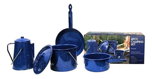 Outpost Camping Cooking Set  6 Piece Enamel Cookware Set.