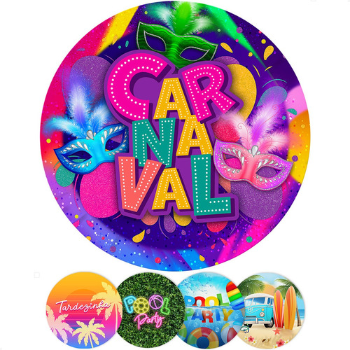 Painel De Festa Redondo Sazonal 3d Estampado Em Tecido 1,5m Cor Carnaval - Apr-2507