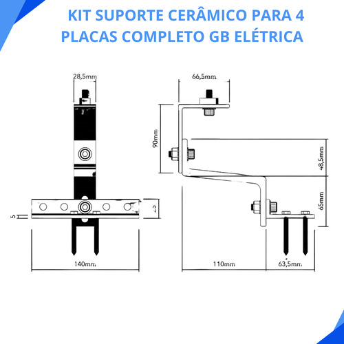 Kit Suporte Cerâmico Para 8 Placas Com Perfil / Trilho