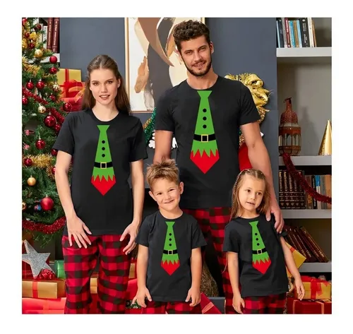 Polera Personalizada Navidad En Familia Tipo Corbata Unidad