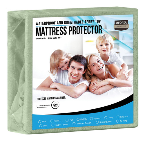 Utopia Bedding Protector De Colchon Rizo Individual Sage Sage Lisa Individual