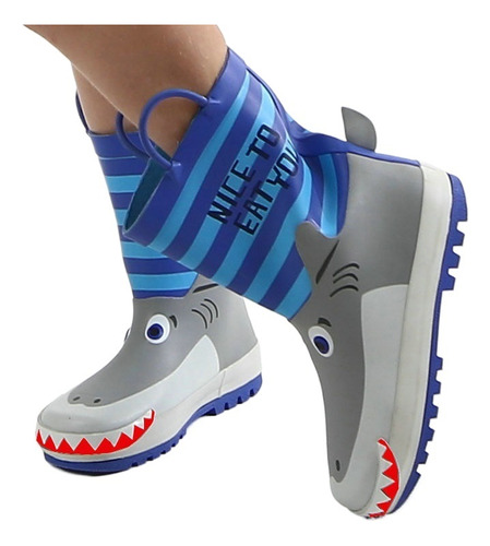 Botas De Agua Infantiles Shark 3d Goma