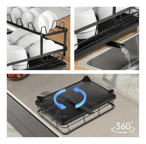 Double-layer Iron Dish Drying Rack With Drain Plate, Y