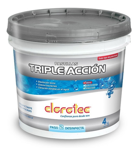 Imagen 1 de 6 de Pastillas Triple Accion Disol Lenta Pileta Cloro Clorotec 4k