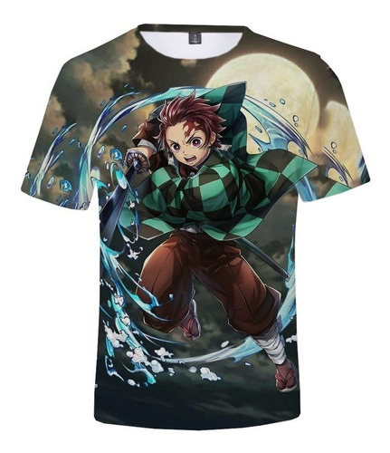 Polera Niño Tanjiro Kimetsu No Yaiba Demon Slayer T2