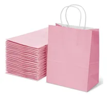 Comprar 25pcs Bolsas De Papel Kraft Ecológicas Bolsas Rosa