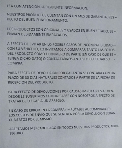 Maza Trasera Copiloto Chevrolet Spark 1.2l Std Hb 2011-2017 (Usado)