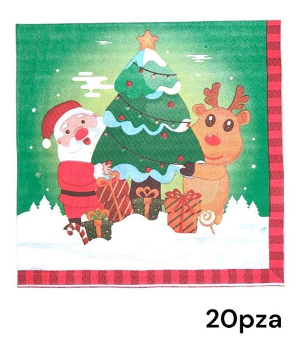 20 Servilletas Para Navidad ( Santa Claus, Reno, Árbol).