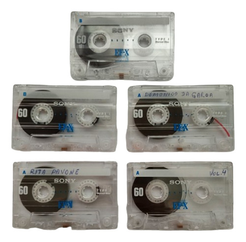 Lote De 5 Fitas Cassettes K7 Sony Ef-x 60 (Usado)