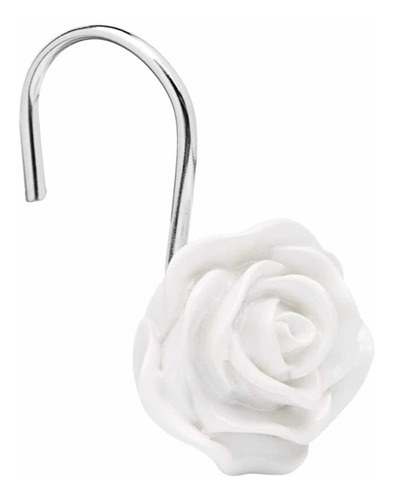 Gancho Decorativo Cortina Baño Rosas Blancas Elegante Hermos