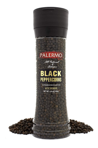 Palermo Pimienta Negra Con Molinillo, Kosher, Todo Natural, 