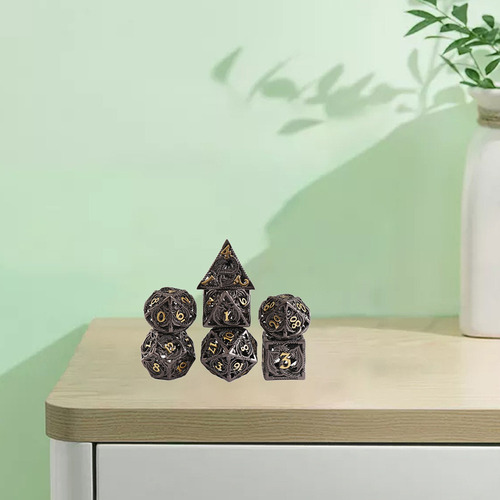 Nuevo Juego De Dados De Metal Hueco Dnd De 7 Piezas Con