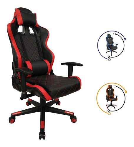 Silla Gamer Gaming Ergonomica Reclinable Colores Audiotek Color Rojo