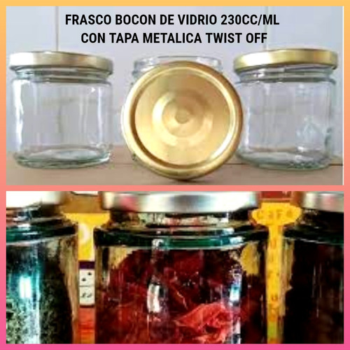 Frasco Bocón 230cc/ml C/tapa Metálica Twist Off X Docena