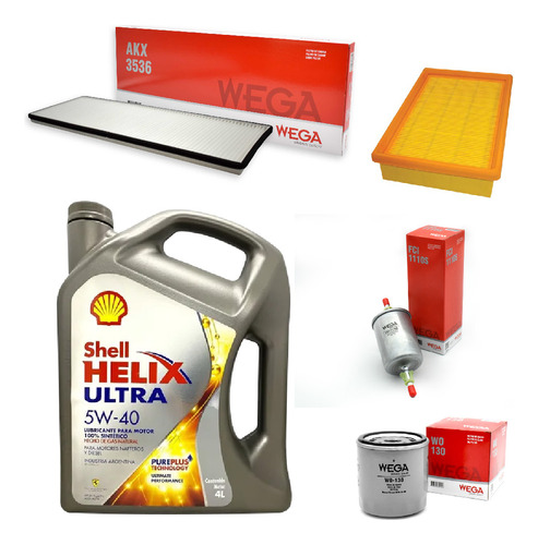 Kit 4 Filtros + 4l Aceite Shell 5w40 Celta 1.4 8v Wega