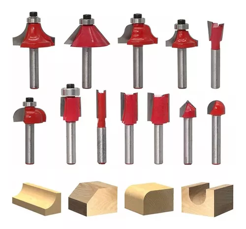 Caja 12 Fresas Madera Toma 1/4 6.00 mm, Router Tupi Fresadora