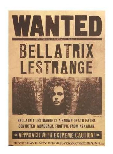 Póster Cartel Bellatrix Lestrange Wanted Harry Potter Retro