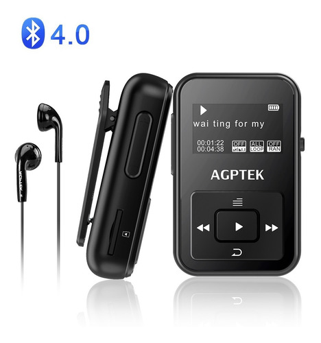 Reproductor De Mp3 Con Clip Agptek De 8gb Con Bluetooth
