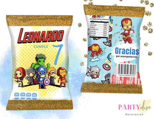 Bolsas De Papas Personalizadas (chip Bags) Avengers 20pz