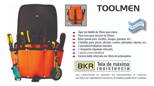 Imagen 2 de 8 de Bolso Cinturon Porta Herramientas Toolmen T990 Electricista