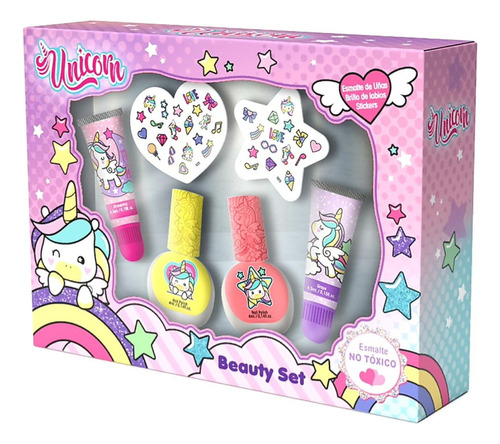 Set De Belleza Niñas Esmaltes Y Gloss Unicornio Beauty Set