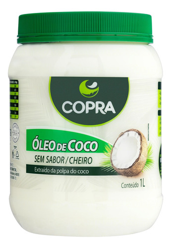 Óleo de coco Copra em pote sem glúten 1 l