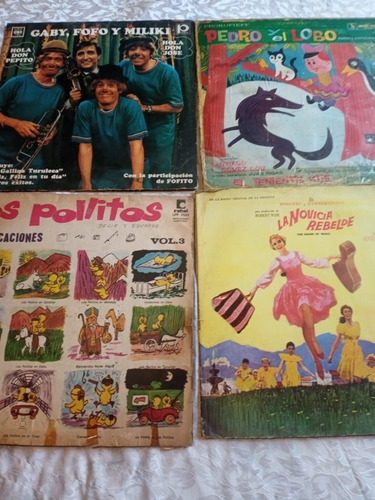 Cuatro Discos Lp Infantiles Antiguos Usados