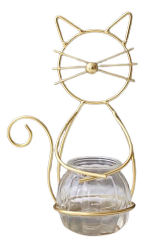 Florero Hidropónico Para , Macetero De Cristal De Oro