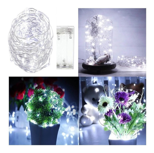 Tira Micro Led Cable Hilo Alambre Luces Led A Pila 5 Metros