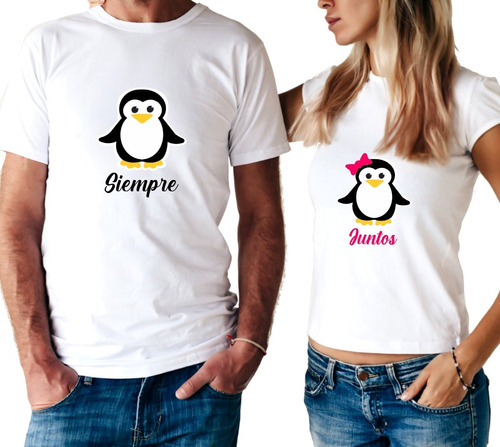 Remera Pingüinos Siempre Juntos Enamorados Amigos Unisex 