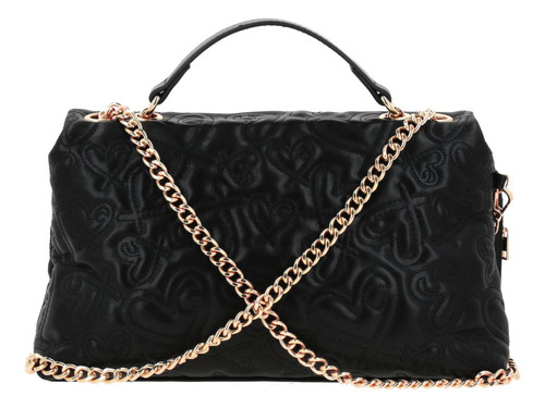 Bolso Tipo Crossbody Gorétt Capitonado Shantal P25 Negro Lisa Oro Negro