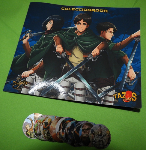 Shingeki No Kyojin Anime Coleccionador + 35 Tazos Plateados