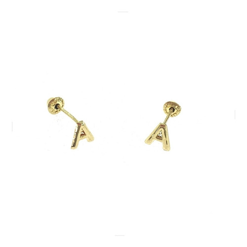 Arete Broquel Abecedario Inicial Nombre Apellido Oro 14k Kt