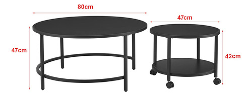 Set De 2 Mesa De Centro Minimalista De Madera 80 Con 47cm