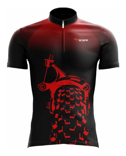 Camisa Scape Pneu Mtb Vermelha E Preta Ciclismo