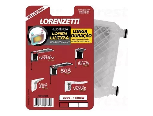 Resistência Chuveiro Acqua Ultra 7800w 220v Lorenzetti 3065b