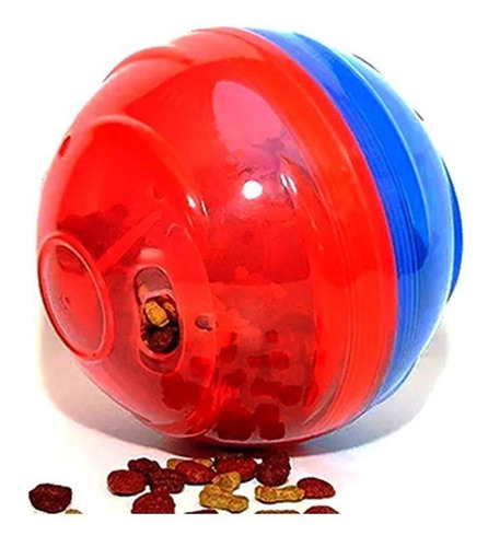 Brinquedo Funcional Comedouro Petball Pequena Bola Pet Games Cor Azul E Vermelho